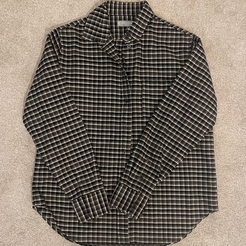 Everlane  Oxford Shirt in Falcon Mini Plaid, Size 4